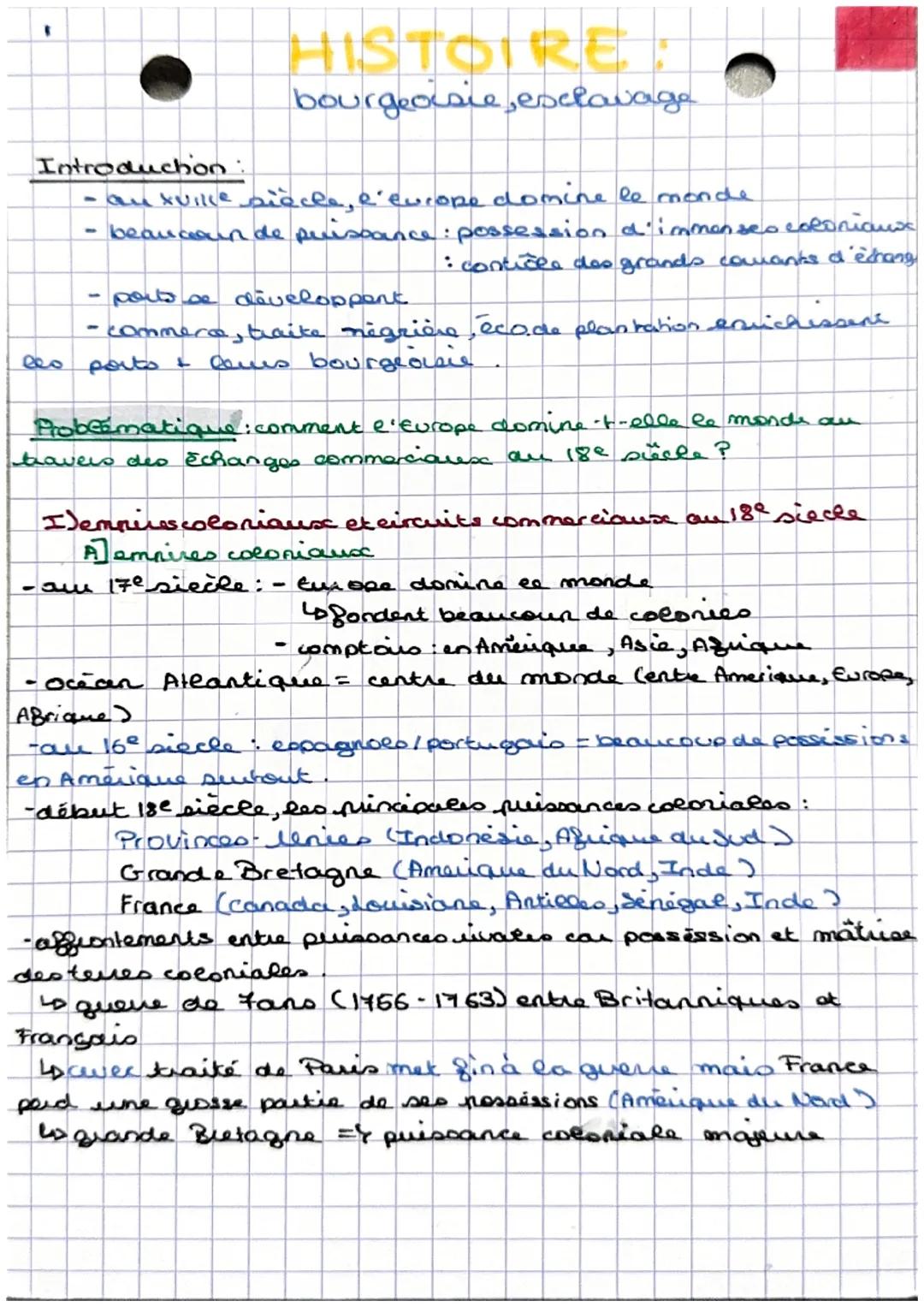 "
Introduchon:
-au xville siecle, l'eucope domine le monde
beaucoup de puissane
HISTOIRE
bourgeocare, esclavage
-
ports se développent
comme