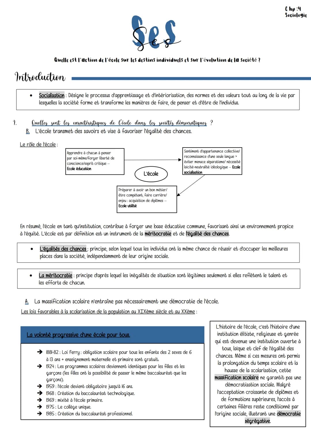 1.
●
Introduction
Socialisation : Désigne le processus d'apprentissage et d'intériorisation, des normes et des valeurs tout au long de la vi