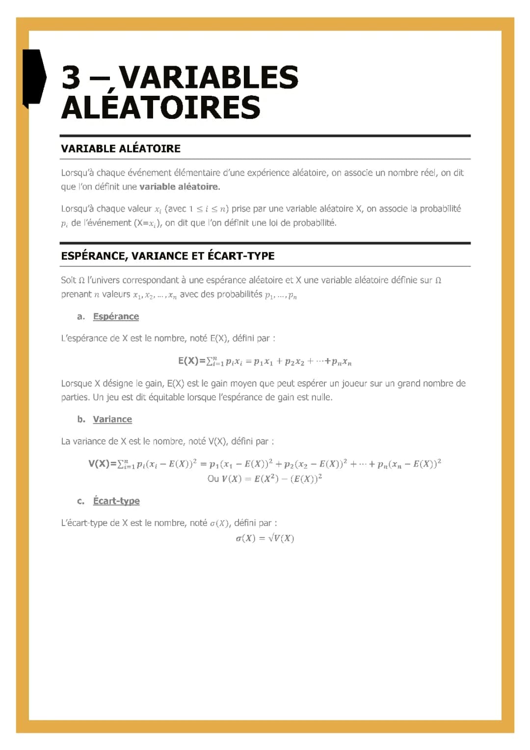 Exercices Corrigés Variables Aléatoires PDF pour Première et Terminale