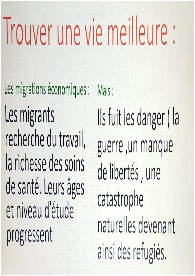 Les mobilités
humaines
transnationales Des raisons multiples
1. Les moyens de communications la tv et
internet donnent une image de richesse