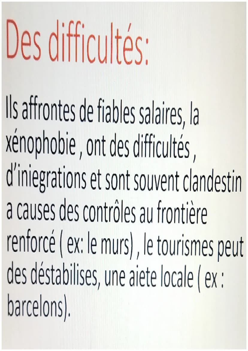 Les mobilités
humaines
transnationales Des raisons multiples
1. Les moyens de communications la tv et
internet donnent une image de richesse