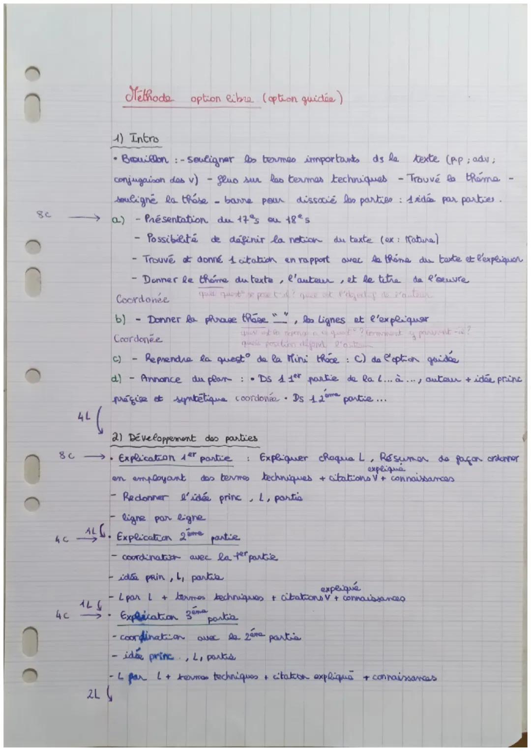 8c
4L
40-
●
ALS
4c->>
Methode
1) Intro
Brouillon :- -souligner les termes importants de la texte (p.p; adv;
conjugaison des v)
du texte (ex: