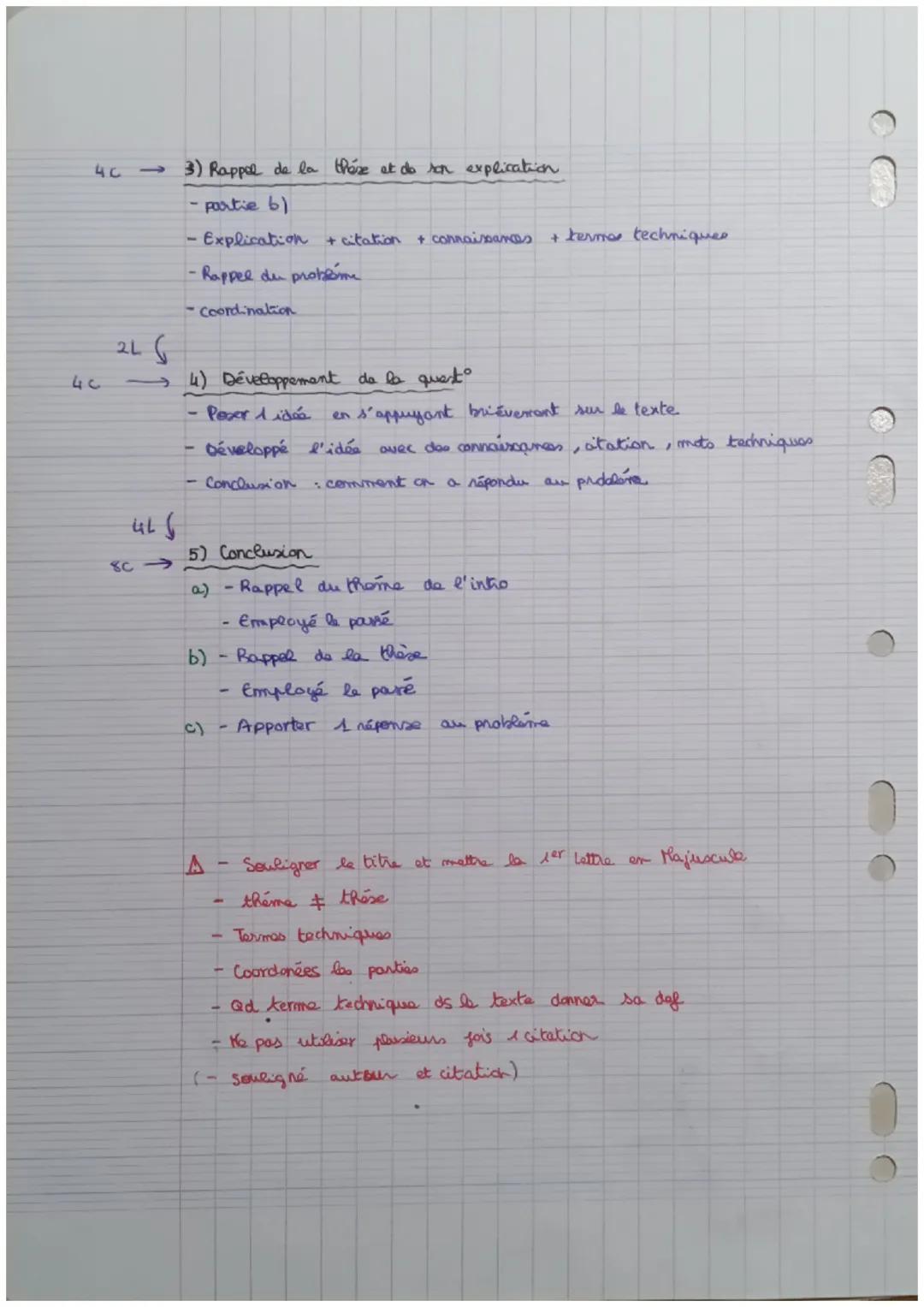 8c
4L
40-
●
ALS
4c->>
Methode
1) Intro
Brouillon :- -souligner les termes importants de la texte (p.p; adv;
conjugaison des v)
du texte (ex: