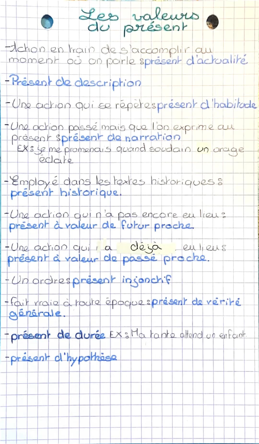 Imparfait
④ IMPARFAIT :
passé simple
VALEUR: 7
Fais
- description
Fais
Fait
-ions
-habitude
-action qui dure
action qui aurait pu se produir