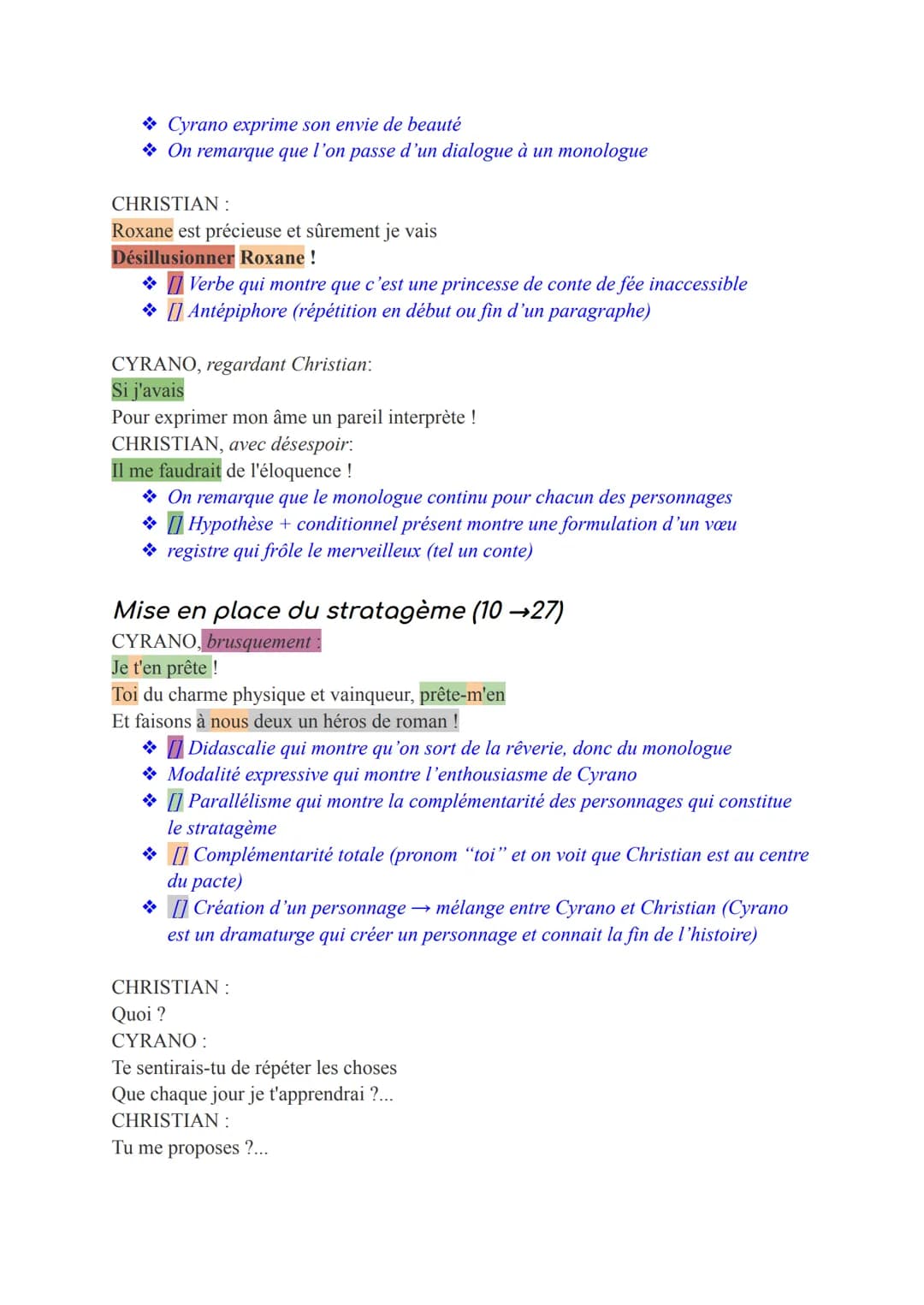 Texte 5: Cyrano de Bergerac
Acte 2, scène 10
Christian, Cyrano
Cyrano de Bergerac est comédie dramatique écrit en 5 actes, rédigé en 1897, p
