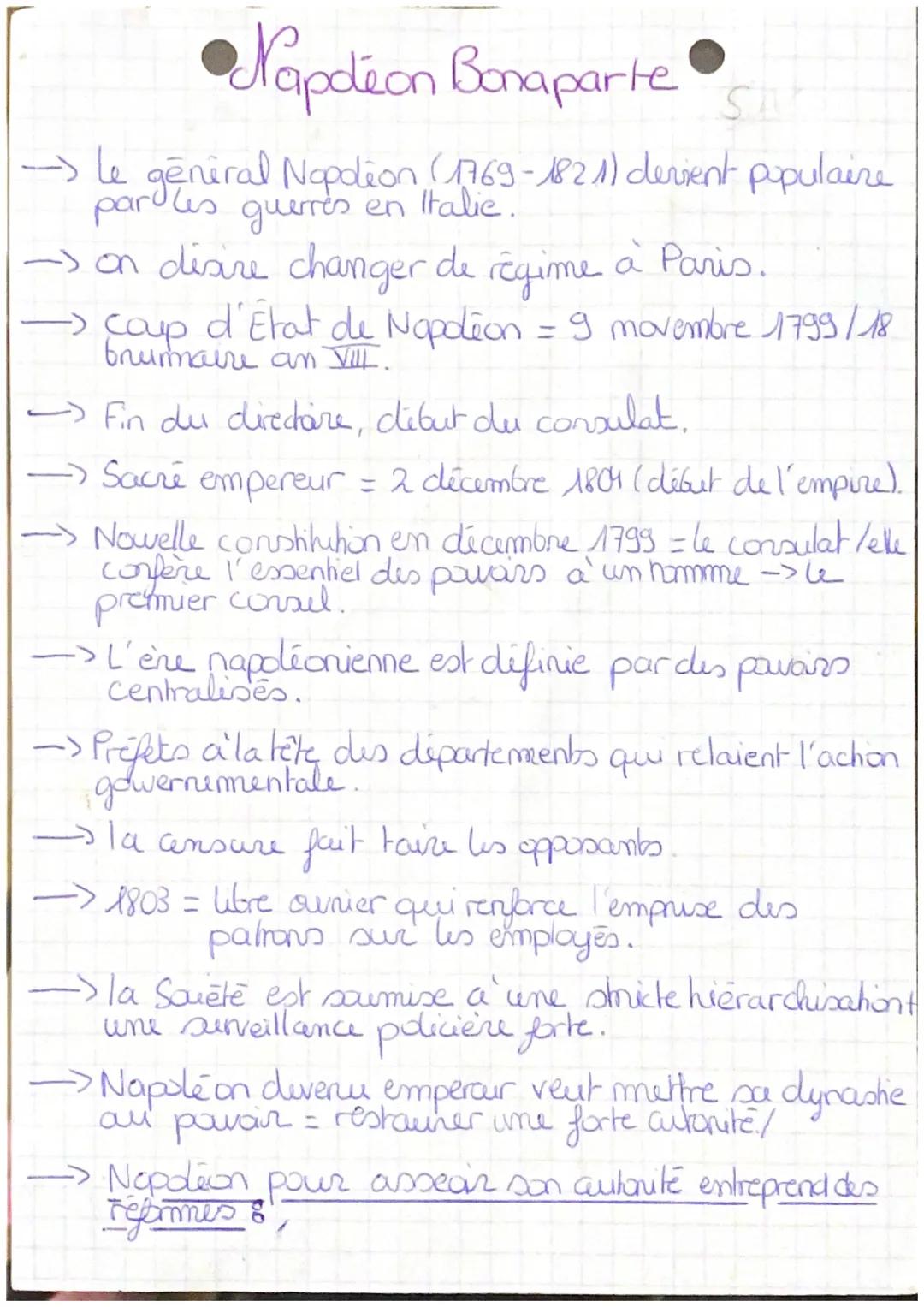 Napoleon Bonaparte
SA
→ Le general Napolion (1769-1821) devient populaire
par les guerres
en Italie.
-> on disire changer de régime à Paris.