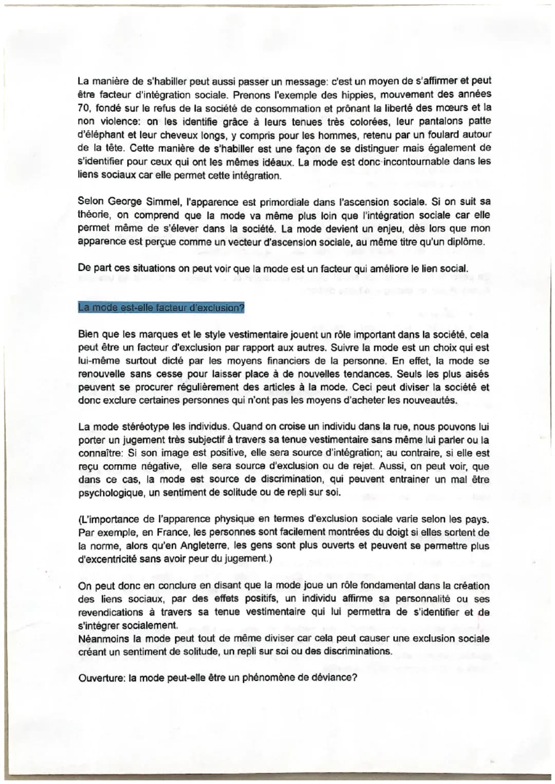 En quoi la mode joue-t-elle un rôle dans la création des liens sociaux?
On suit la mode pour signaler son appartenance à un groupe social, u
