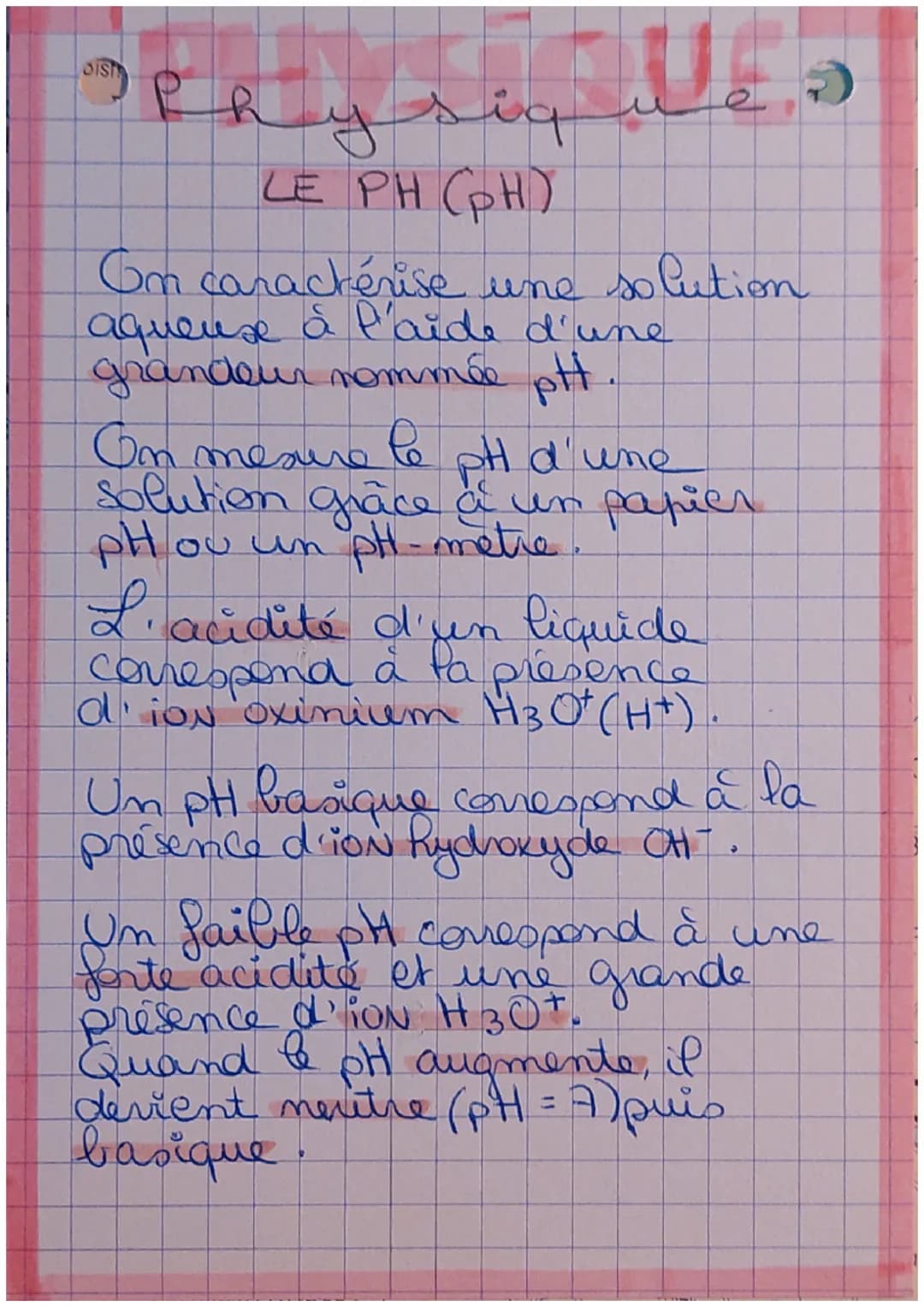 DIST
RI
hysiq
LE PH (pH)
On caractérise une solution
aqueuse à l'aide d'une
grandeur nommée pH.
are le pH d'une
Solution grâce à un papier
p