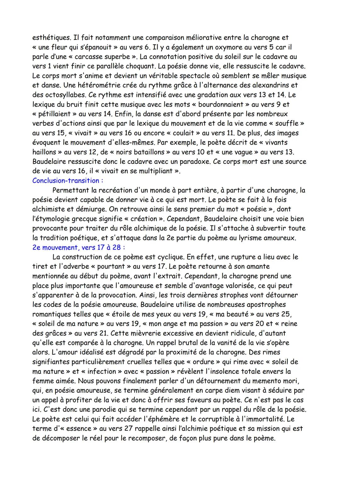 Texte 2

Poésie, << Une Charogne », Les Fleurs du Mal, Baudelaire, 1857

Intro:

Auteur: Baudelaire, poète du 19e siècle, entame à cette épo