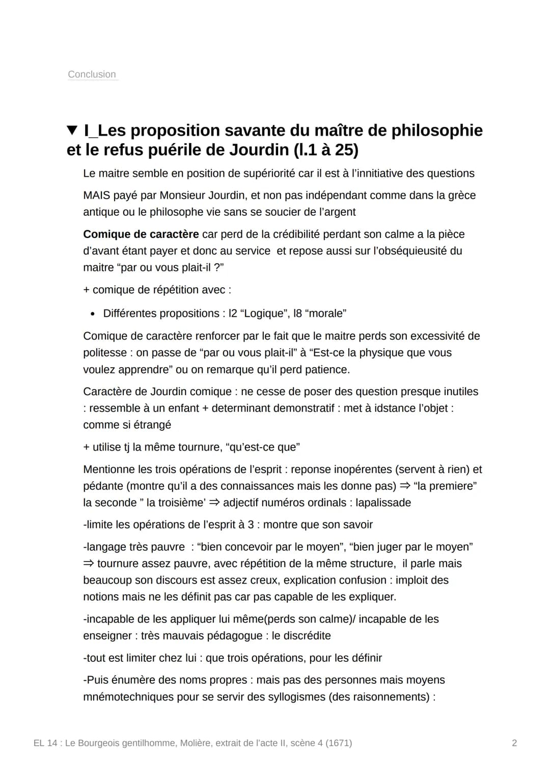 EL 14 : Le Bourgeois
gentilhomme, Molière, extrait de
l'acte II, scène 4 (1671)
Created
Files of the text
O Status
Summary done tracker
= Ту