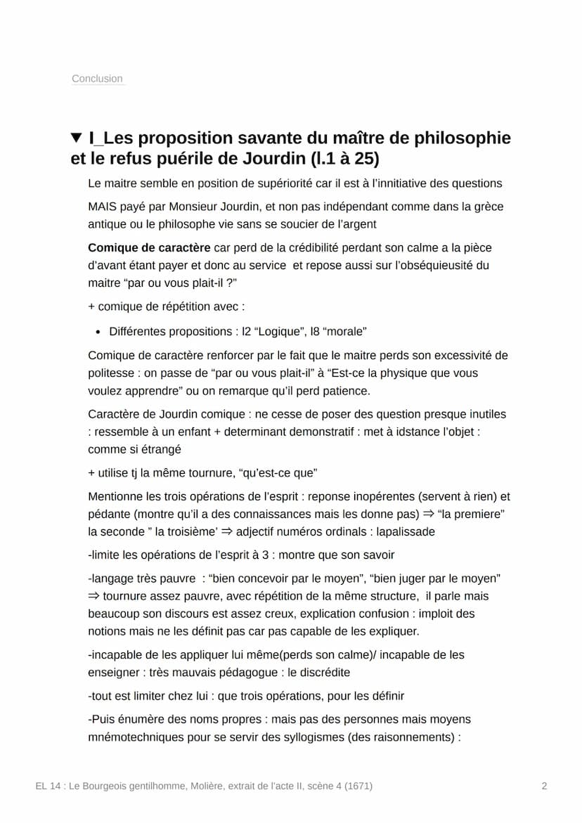 EL 14 : Le Bourgeois
gentilhomme, Molière, extrait de
l'acte II, scène 4 (1671)
Created
Files of the text
O Status
Summary done tracker
= Ту