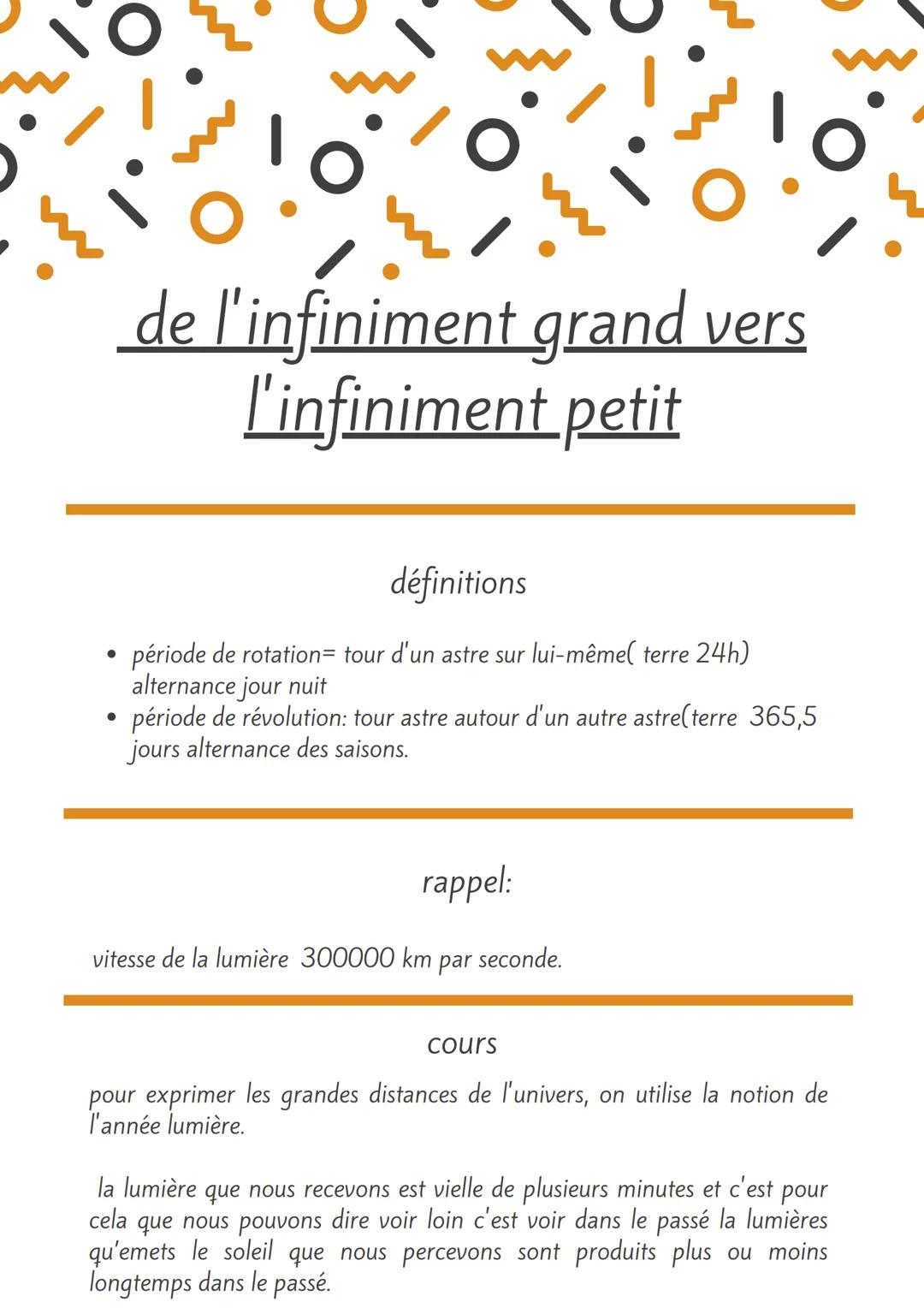 ●
de l'infiniment grand vers
l'infiniment petit
définitions
période de rotation= tour d'un astre sur lui-même( terre 24h)
alternance jour nu