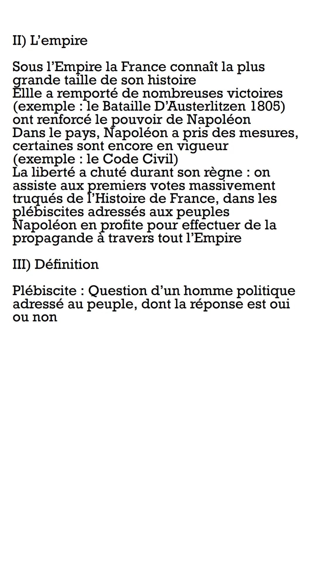 Histoire
Napoléon
I)Le consulat
L'abbé Sieyes cherche à obtenir le
pouvoir de manière légale, il demande
de l'aide à Bonaparte pour avoir l'