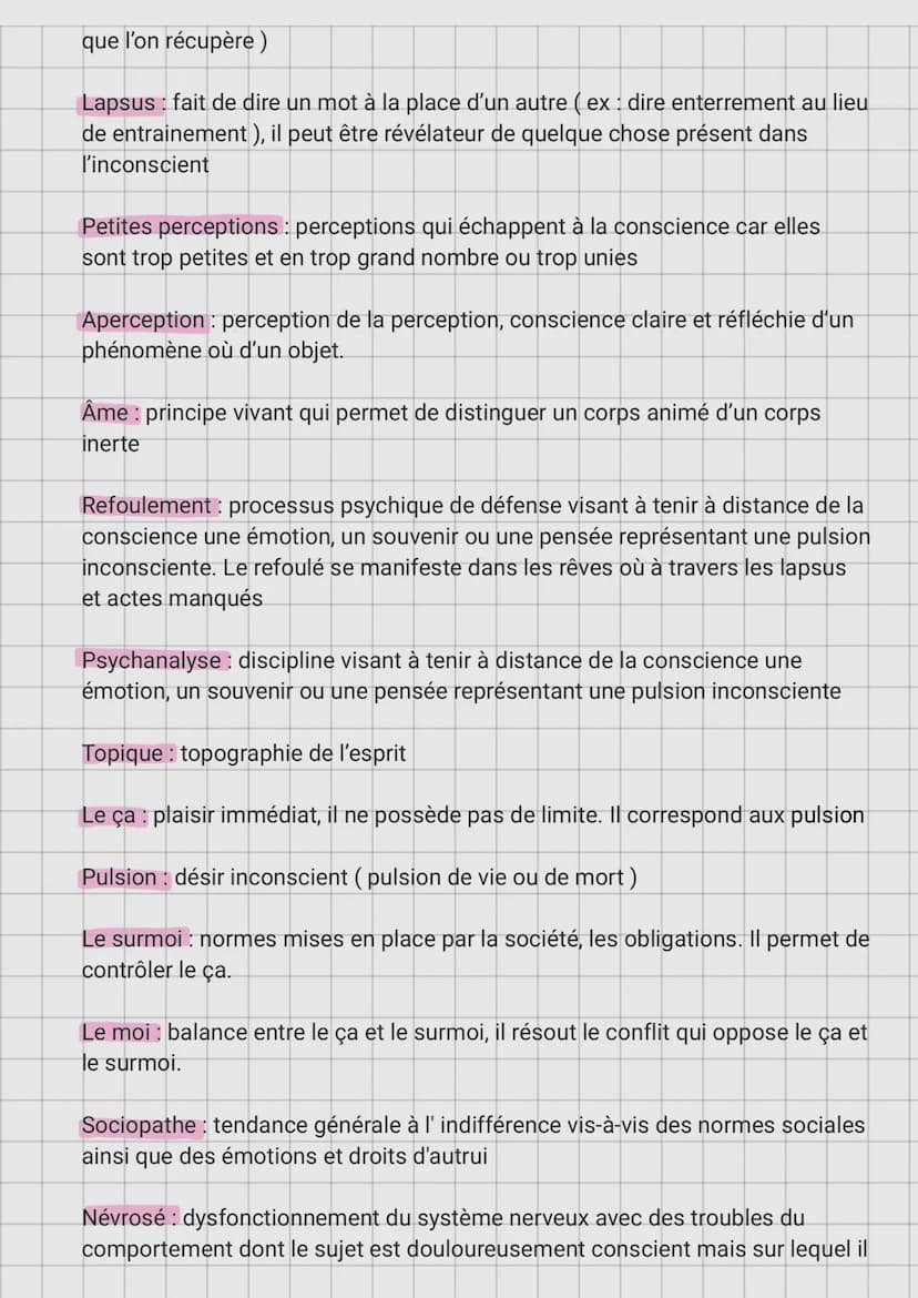Notion inconscience
L'inconscience
I. QU'EST CE QUE L'INCONSCIENT ?
L'inconscient se defini comme étant ce dont nous n'avons pas conscience 