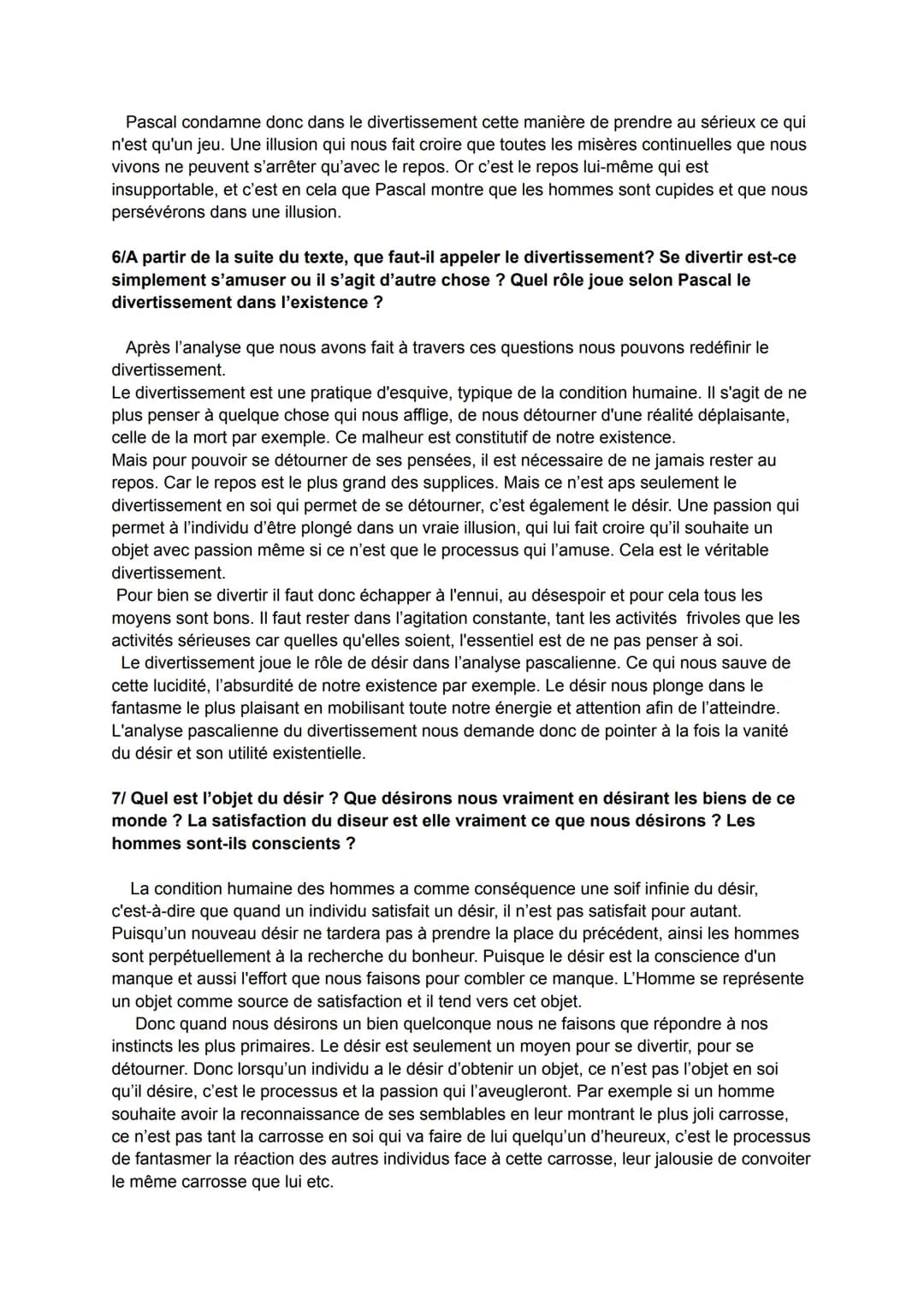 Les pensées de Pascal 1669 : Le divertissement.
1/ Pourquoi Pascal dans le premier paragraphe, dit-il que le plus grand malheur des
hommes e
