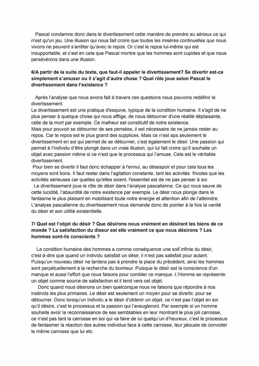 Les pensées de Pascal 1669 : Le divertissement.
1/ Pourquoi Pascal dans le premier paragraphe, dit-il que le plus grand malheur des
hommes e