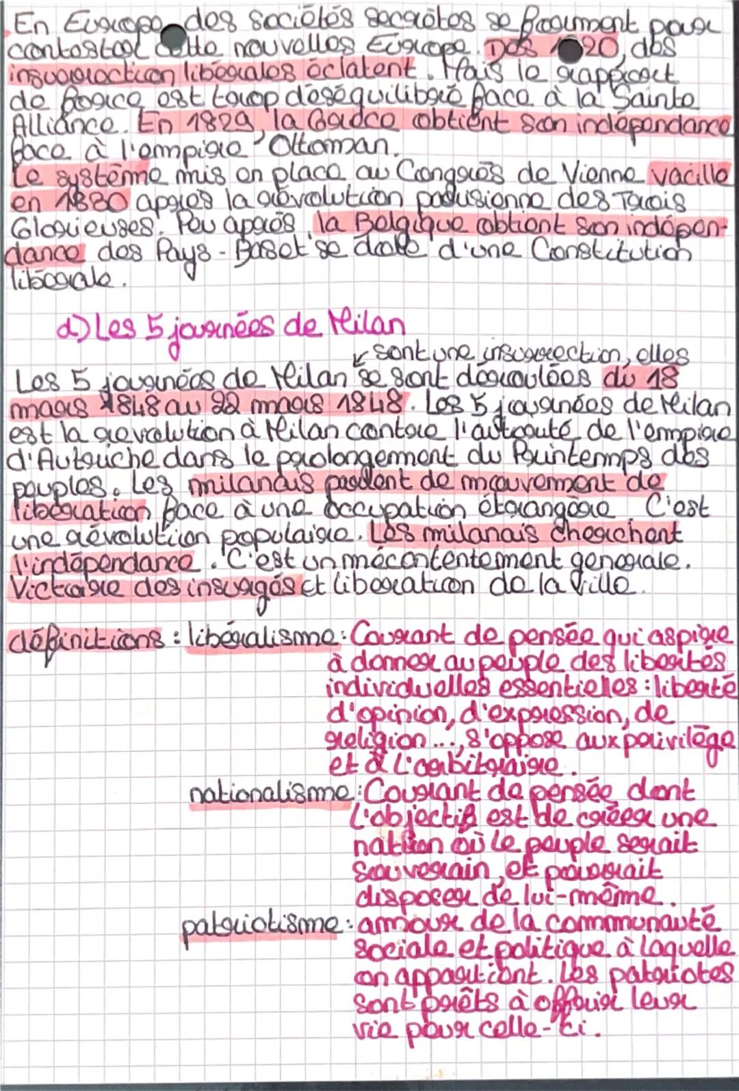 --- OCR Start ---
histoire
L'Europe entre Restauration et Révolution (1815-1848)
I. Le retour des vieilles monarchies européennes.
a) Le Con