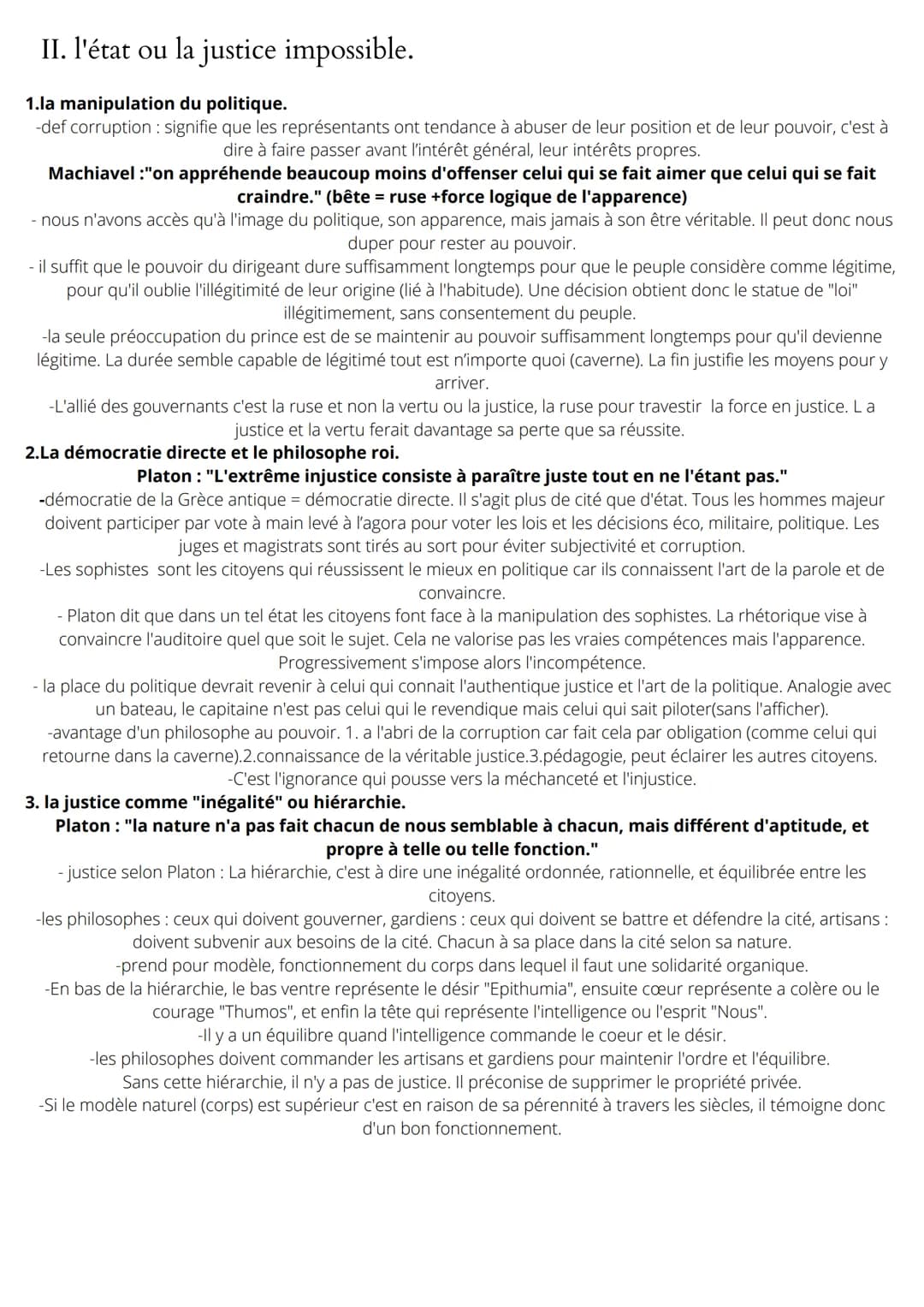 Chapitre 4: Quel justice sans état ?
définition "justice": - conforme aux droits (jus en latin) => légalité
égalité ou proportion => égalité