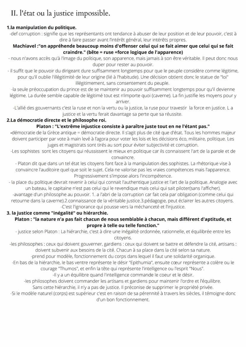 Chapitre 4: Quel justice sans état ?
définition "justice": - conforme aux droits (jus en latin) => légalité
égalité ou proportion => égalité