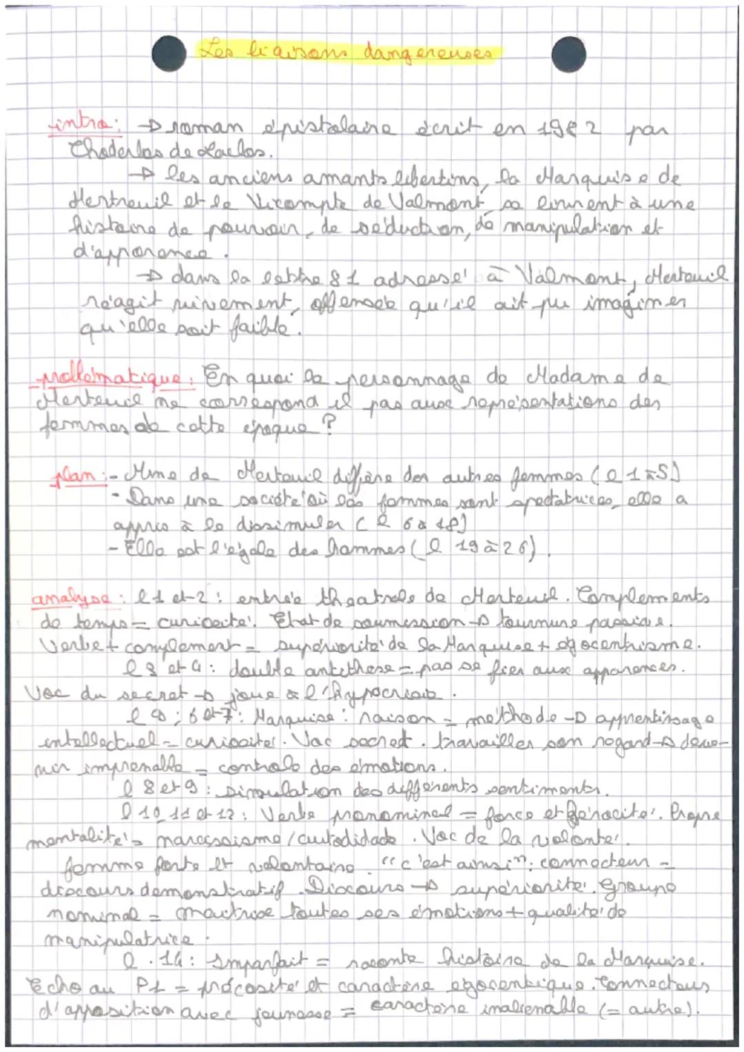 # Les liaisons dangereuses.

intra: roman épistolaire écrit en 1982 par
Choderlas de Laclos.

→ les anciens amants libertins, la Marquis e d