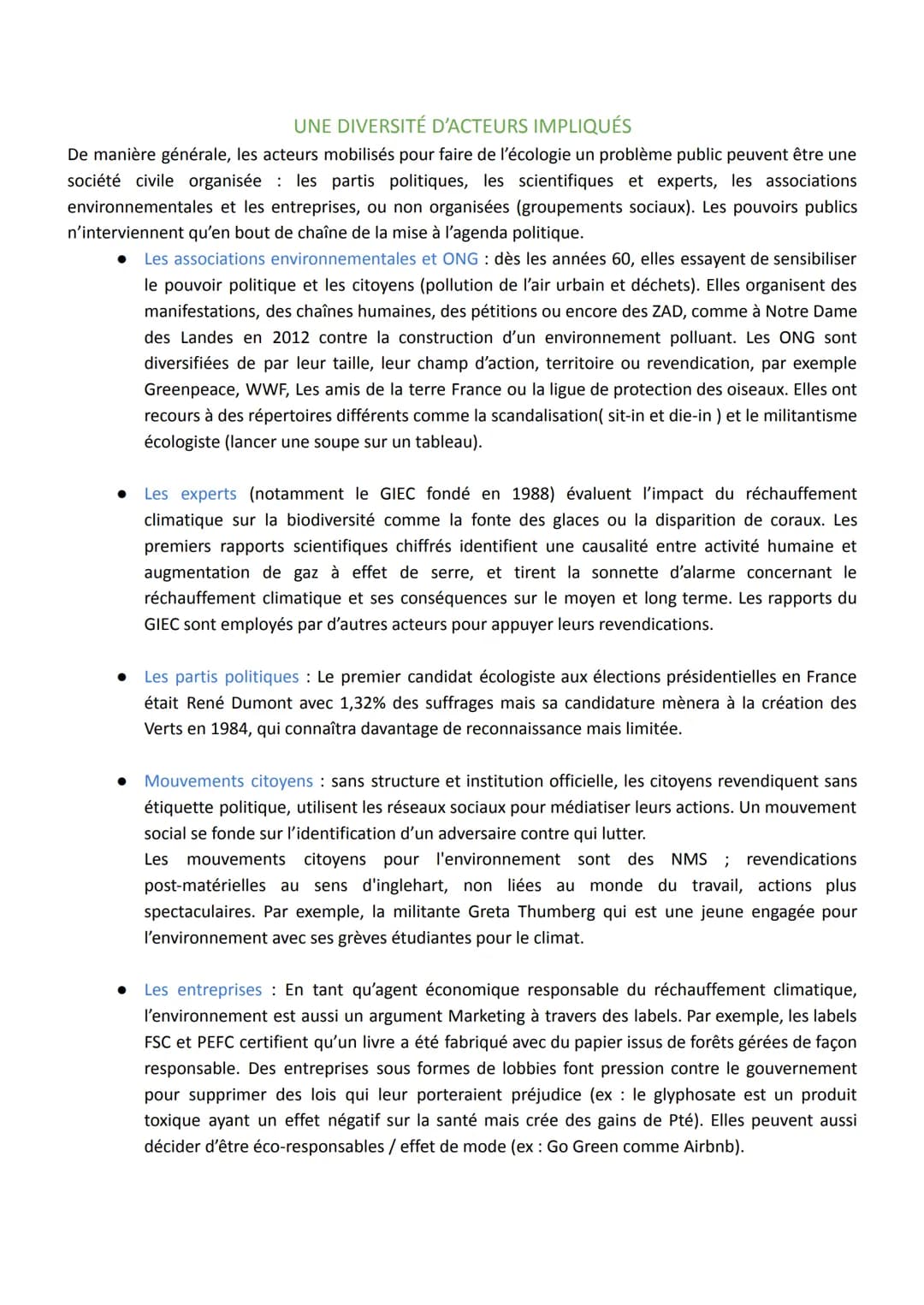 CHAPITRE 7: QUELLE ACTION PUBLIQUE POUR L'ENVIRONNEMENT ?
1/ Quels acteurs participent à la construction de l'environnement comme problème
p