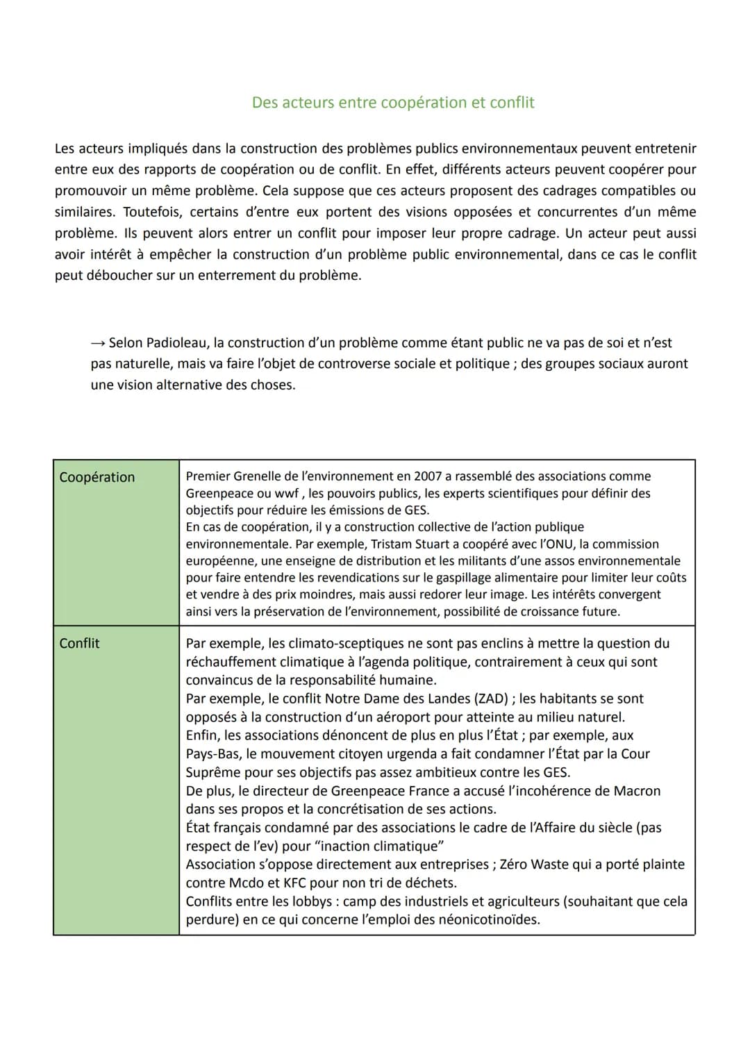 CHAPITRE 7: QUELLE ACTION PUBLIQUE POUR L'ENVIRONNEMENT ?
1/ Quels acteurs participent à la construction de l'environnement comme problème
p