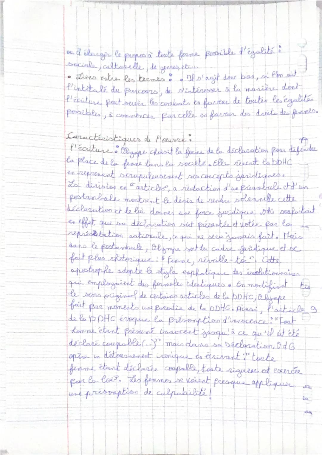 Littérature d'ities.
Écrire et combattre pour l'égalité
La Déclaration des droits de la femme et de lo citoyenne
(Olympe de Gouges)
Parcours