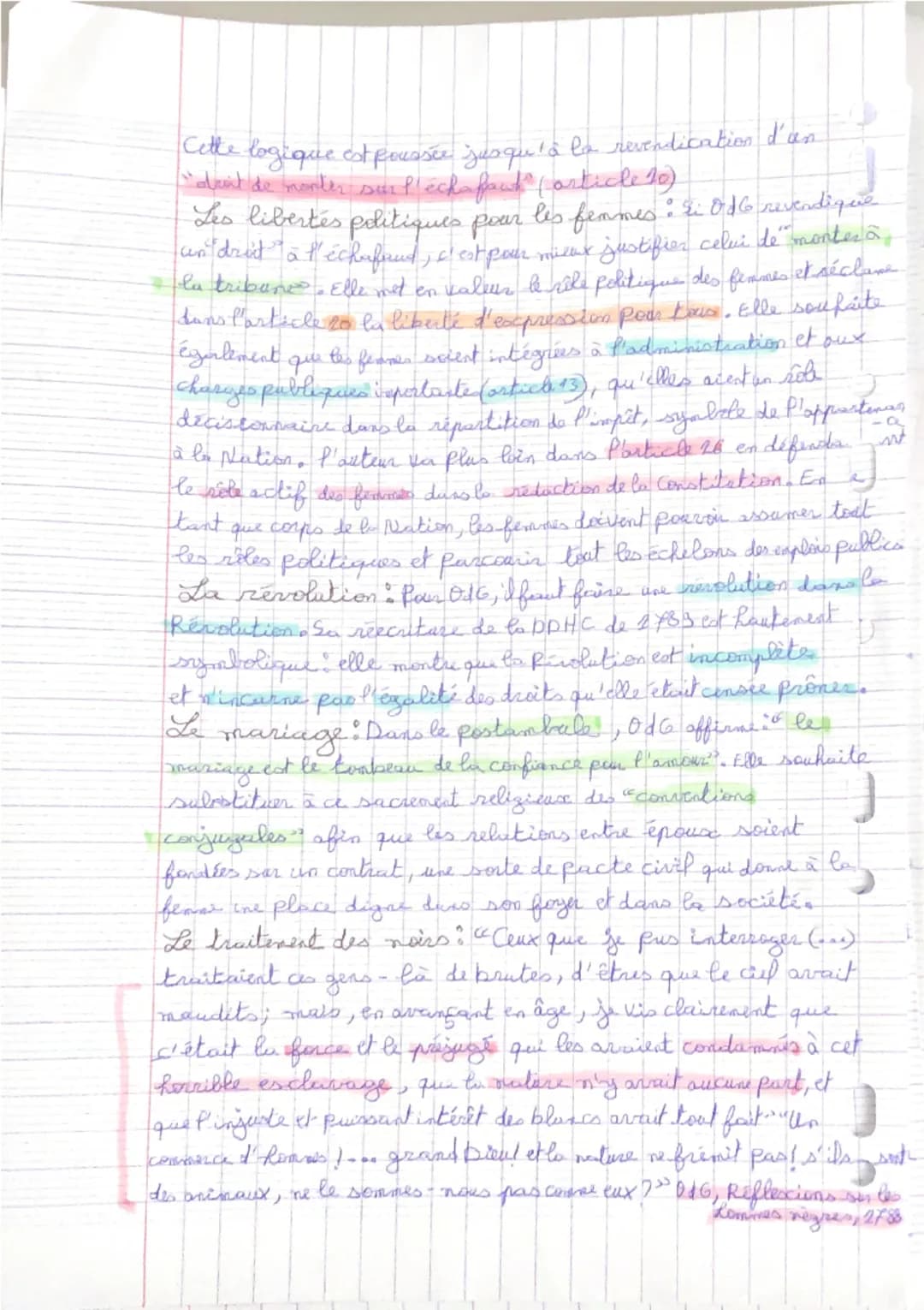 Littérature d'ities.
Écrire et combattre pour l'égalité
La Déclaration des droits de la femme et de lo citoyenne
(Olympe de Gouges)
Parcours