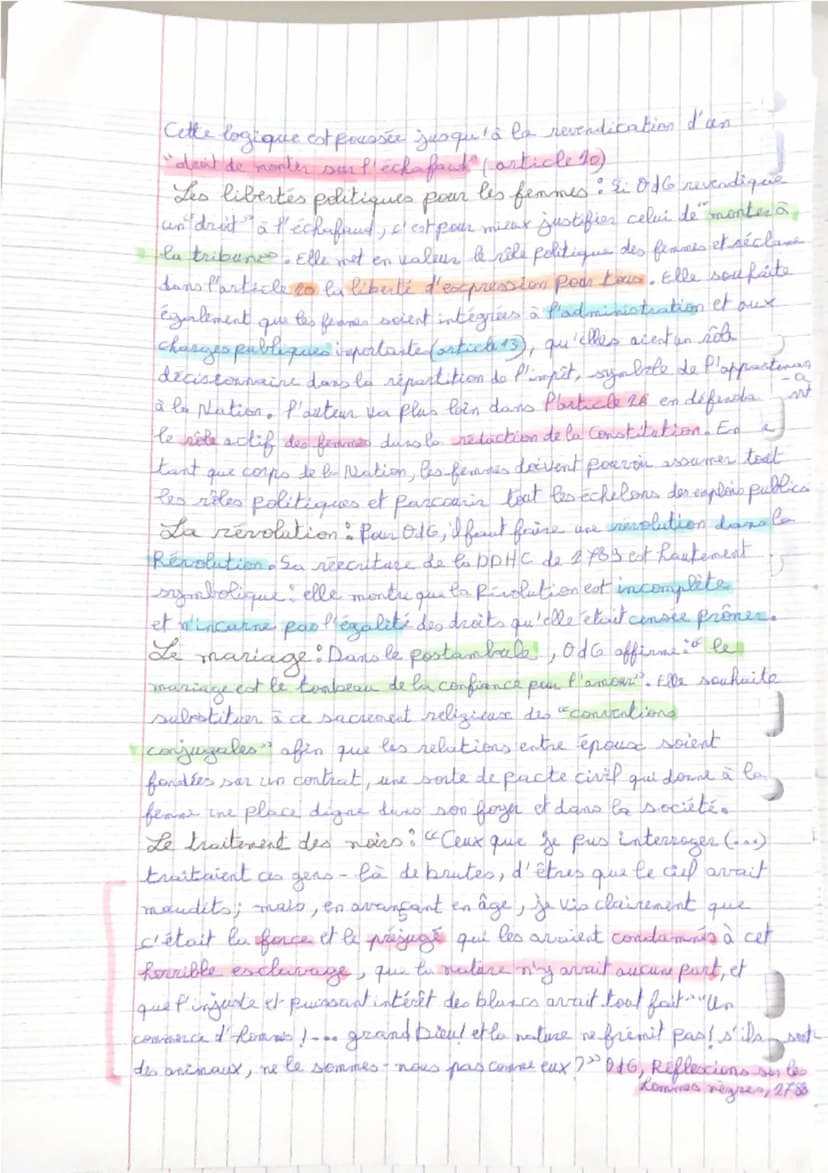 Littérature d'ities.
Écrire et combattre pour l'égalité
La Déclaration des droits de la femme et de lo citoyenne
(Olympe de Gouges)
Parcours