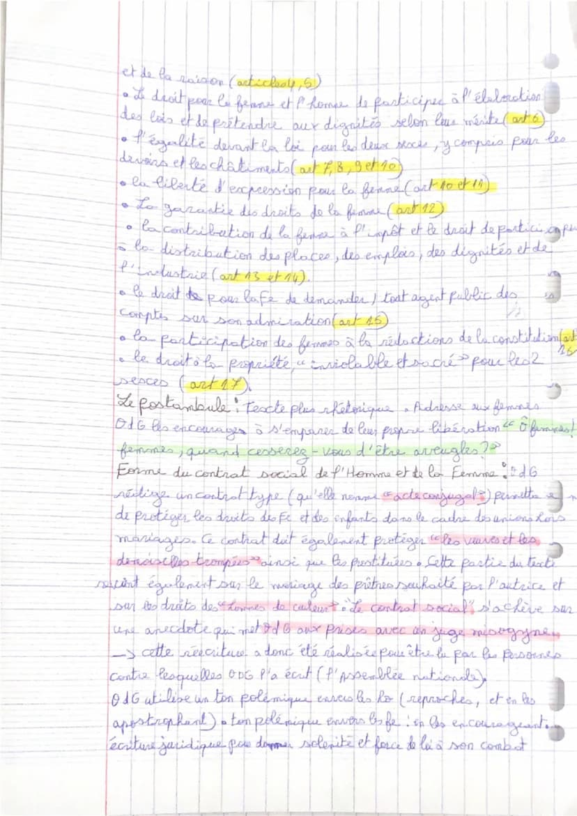 Littérature d'ities.
Écrire et combattre pour l'égalité
La Déclaration des droits de la femme et de lo citoyenne
(Olympe de Gouges)
Parcours