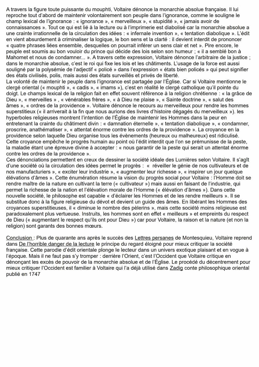 De l'horrible danger de la lecture - Voltaire (1765) → TEXTE N°1 (page 55 à 60)
Problématique : - Comment le recours à un Orient imaginaire 