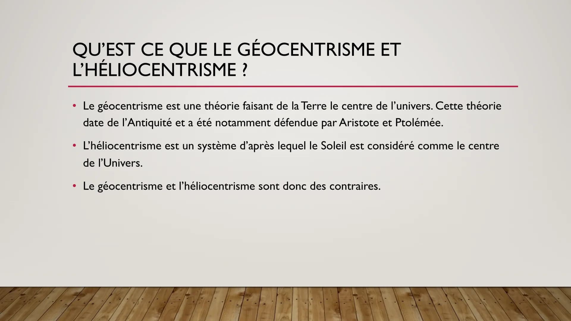 DU GÉOCENTRISME À
L'HÉLIOCENTRISME
LIVRE PAGE 172-173-180 QU'EST CE QUE LE GÉOCENTRISME ET
L'HÉLIOCENTRISME?
●
●
●
Le géocentrisme est une t