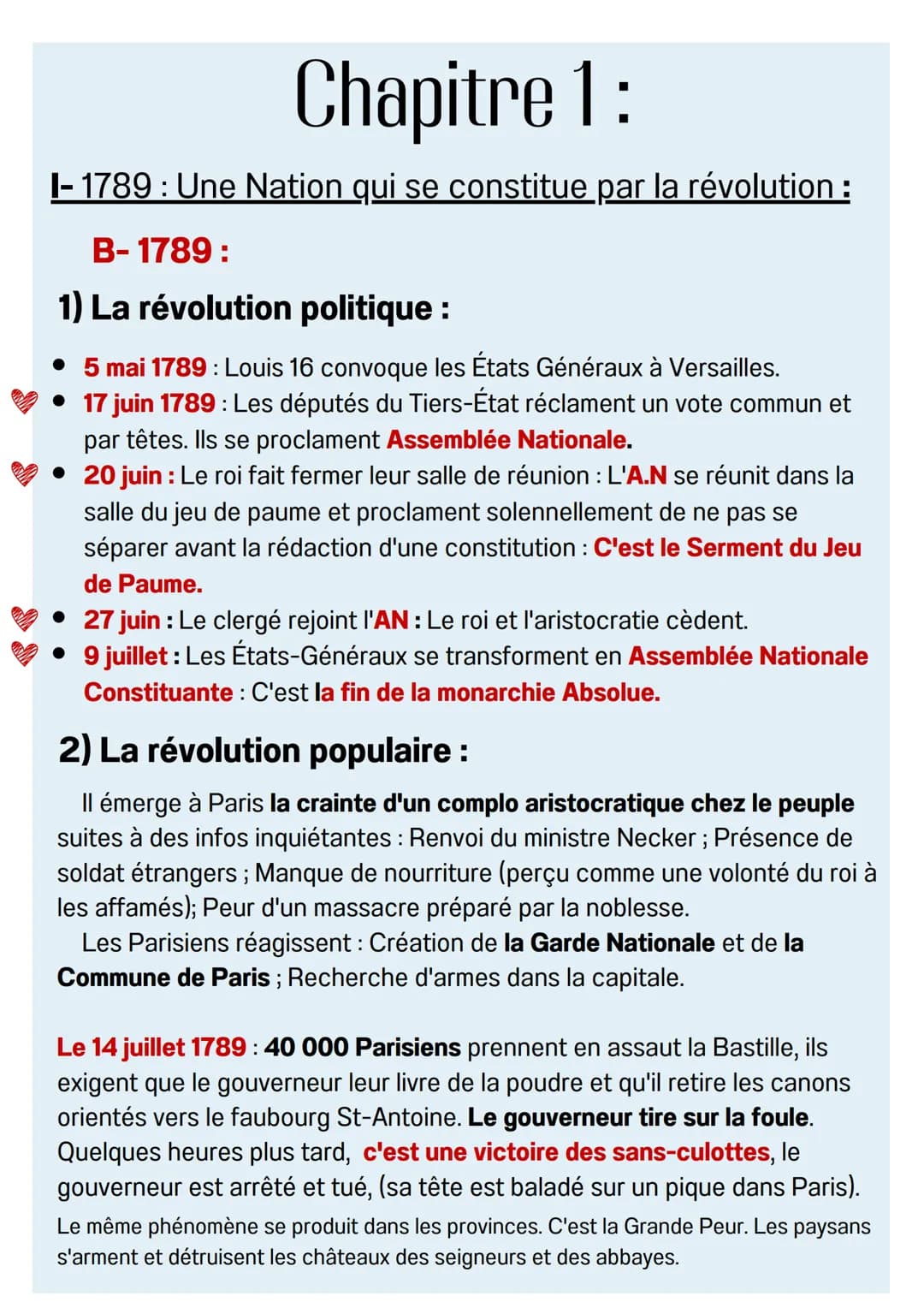 Définitions du chapitre 1 :
Société d'ordres : société divisée en trois catégories : le clergé,
la noblesse et le tiers-état.
Les deux premi