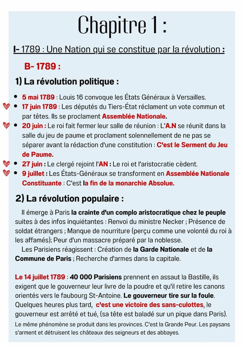 Définitions du chapitre 1 :
Société d'ordres : société divisée en trois catégories : le clergé,
la noblesse et le tiers-état.
Les deux premi