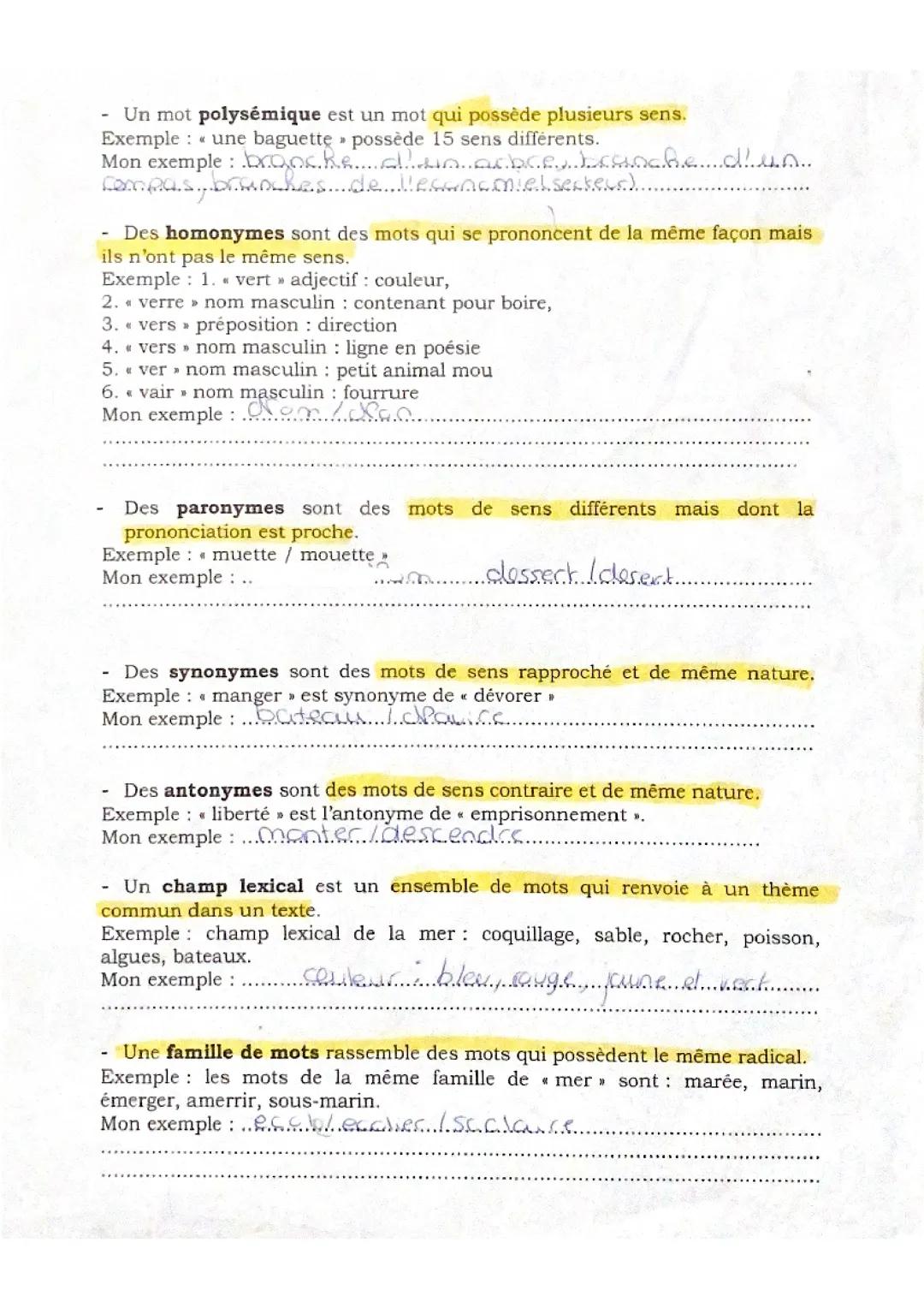 Fiche lexique