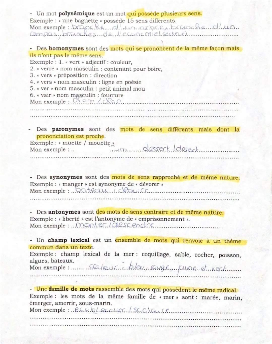 -
- Un mot polysémique est un mot qui possède plusieurs sens.
Exemple: une baguette possède 15 sens différents.
Mon exemple: brocke d'un arb