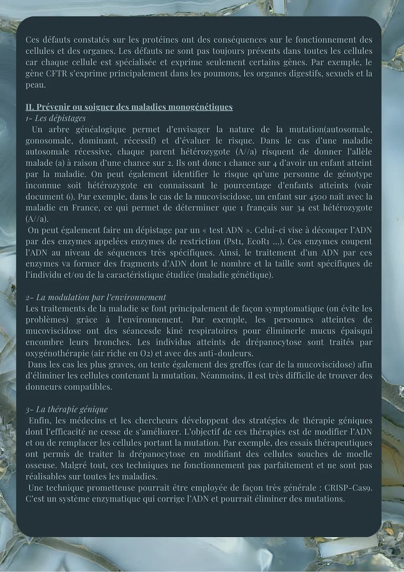 LES MALADIES GÉNÉTIQUES
Dans l'espèce humaine, les génomes des individus diffèrent les uns des autres suites aux
mutations qui se sont produ