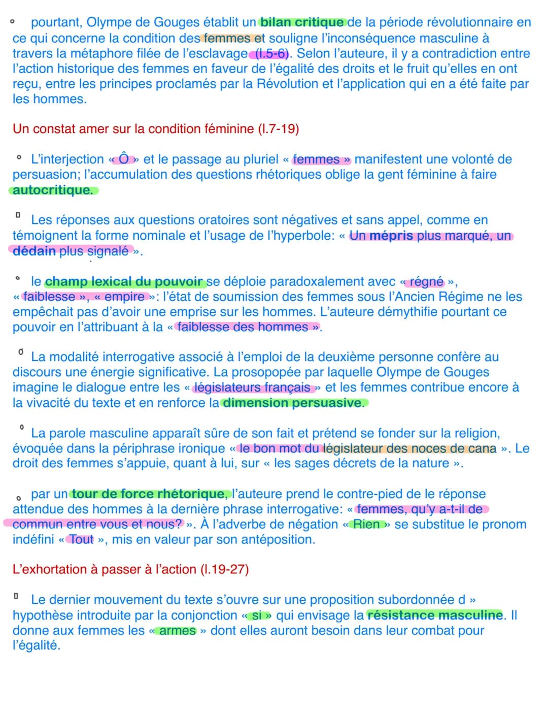 Postambule, olympe ce gouges « déclaration des droits de la
femme et de la citoyenne »
Femme, réveille-toi ; le tocsin de la raison se fait 
