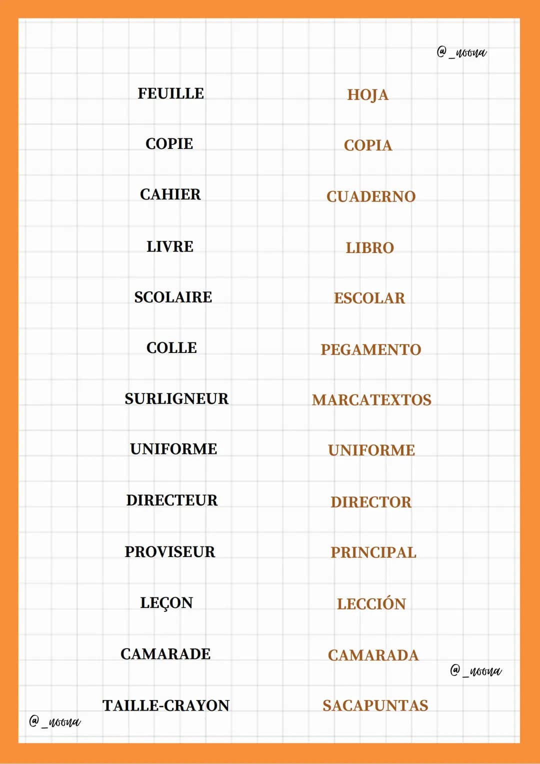 ÉLÈVE
Vocabulario
PROFESSEUR
-DE LA ESCUELA-
ALUMNO/A
PROFESSOR
SALLE DE CLASSE
AULA
LA CLASSE
TABLE
CLASE
MESA
CHAISE
SILLA
BANC
BANCO
BURE