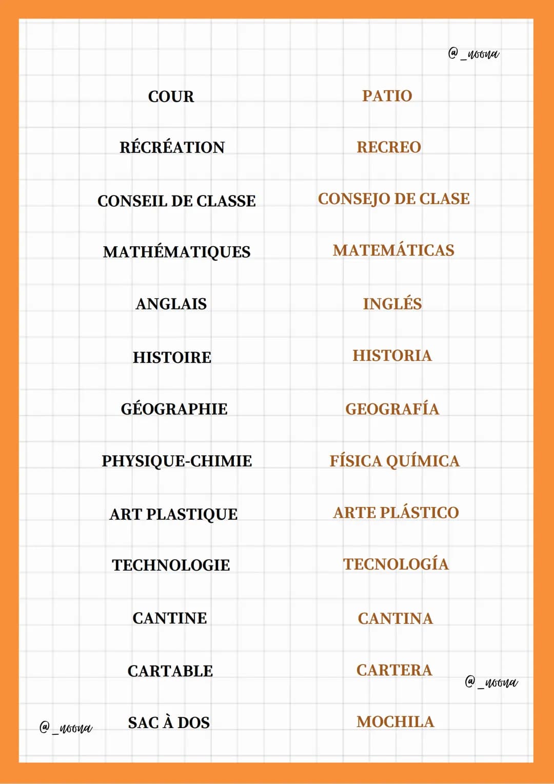 ÉLÈVE
Vocabulario
PROFESSEUR
-DE LA ESCUELA-
ALUMNO/A
PROFESSOR
SALLE DE CLASSE
AULA
LA CLASSE
TABLE
CLASE
MESA
CHAISE
SILLA
BANC
BANCO
BURE