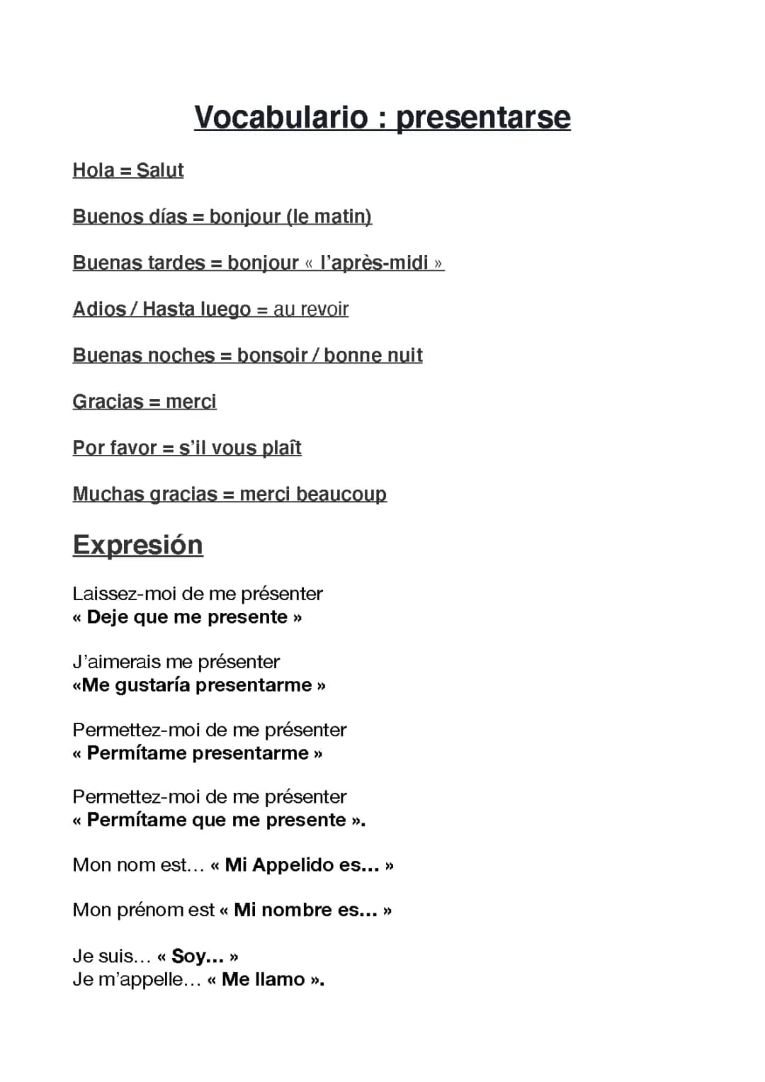 Comment te présenter en français - PDF et dialogues faciles