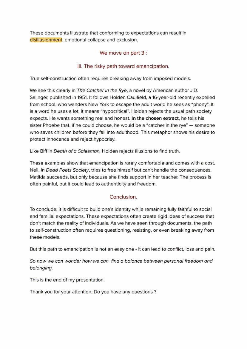 SCRIPT
Introduction.
Good morning.
Here is my dossier around the theme "Self-expression".
My dossier raises the issue of "Between conformity