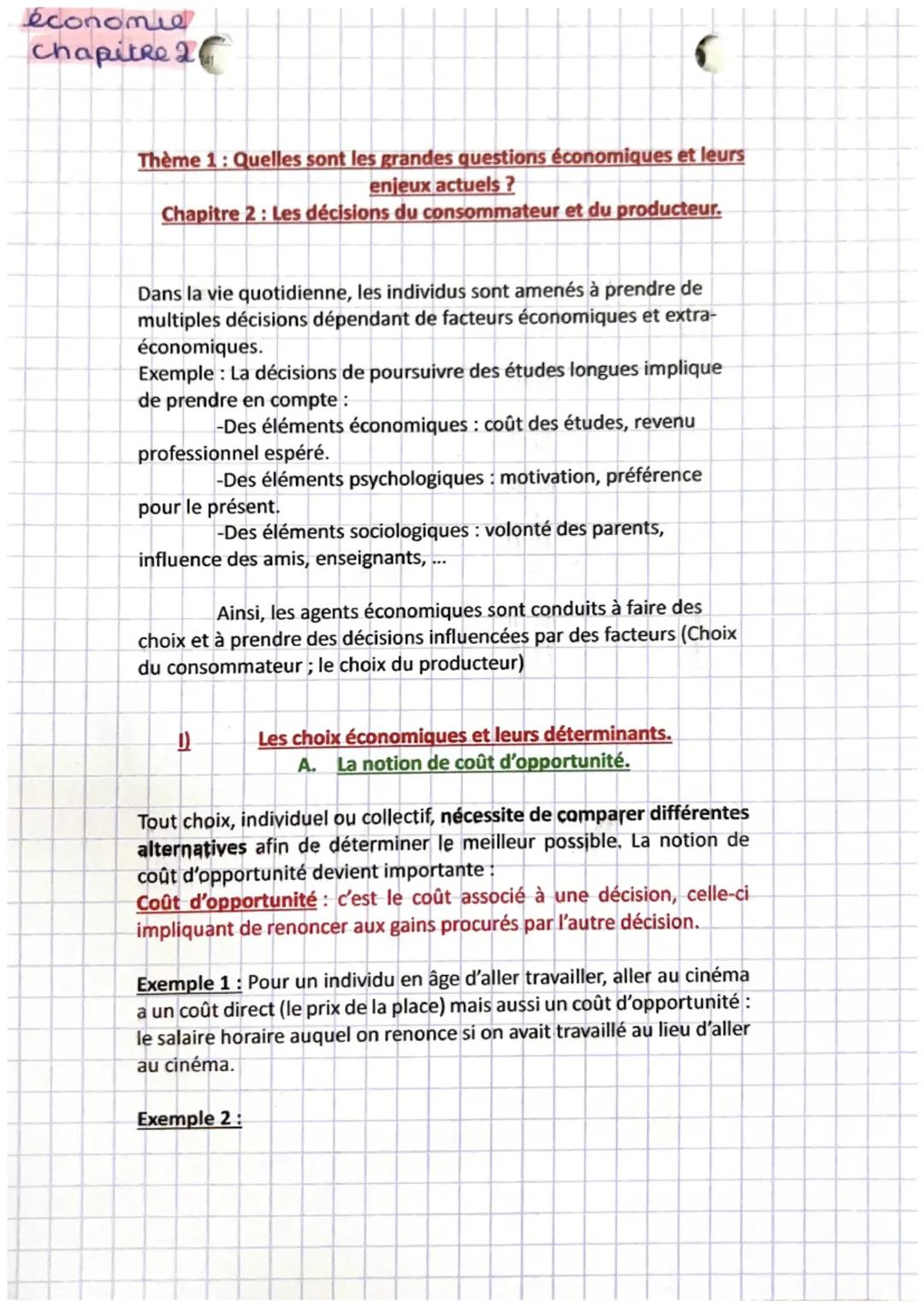 économie-chapitre 2 : les décisions du producteur et du consommateur 