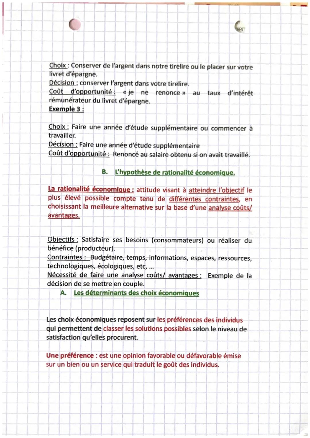 économie
chapitre 2
Thème 1: Quelles sont les grandes questions économiques et leurs
enjeux actuels ?
Chapitre 2 : Les décisions du consomma