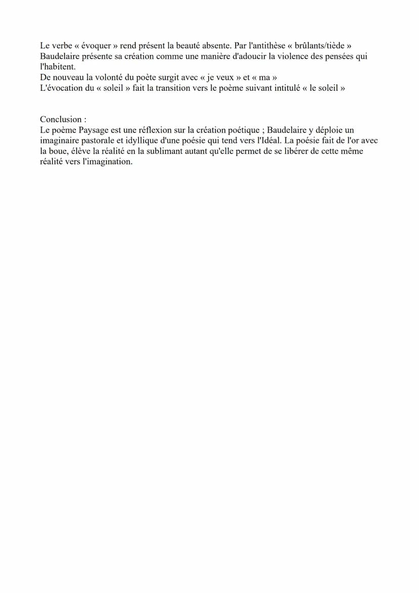 Analyse linéaire Paysage n°3
introduction :
Charles Baudelaire poète français du 19è siècle inscrit sont œuvre dans divers mouvements
poétiq