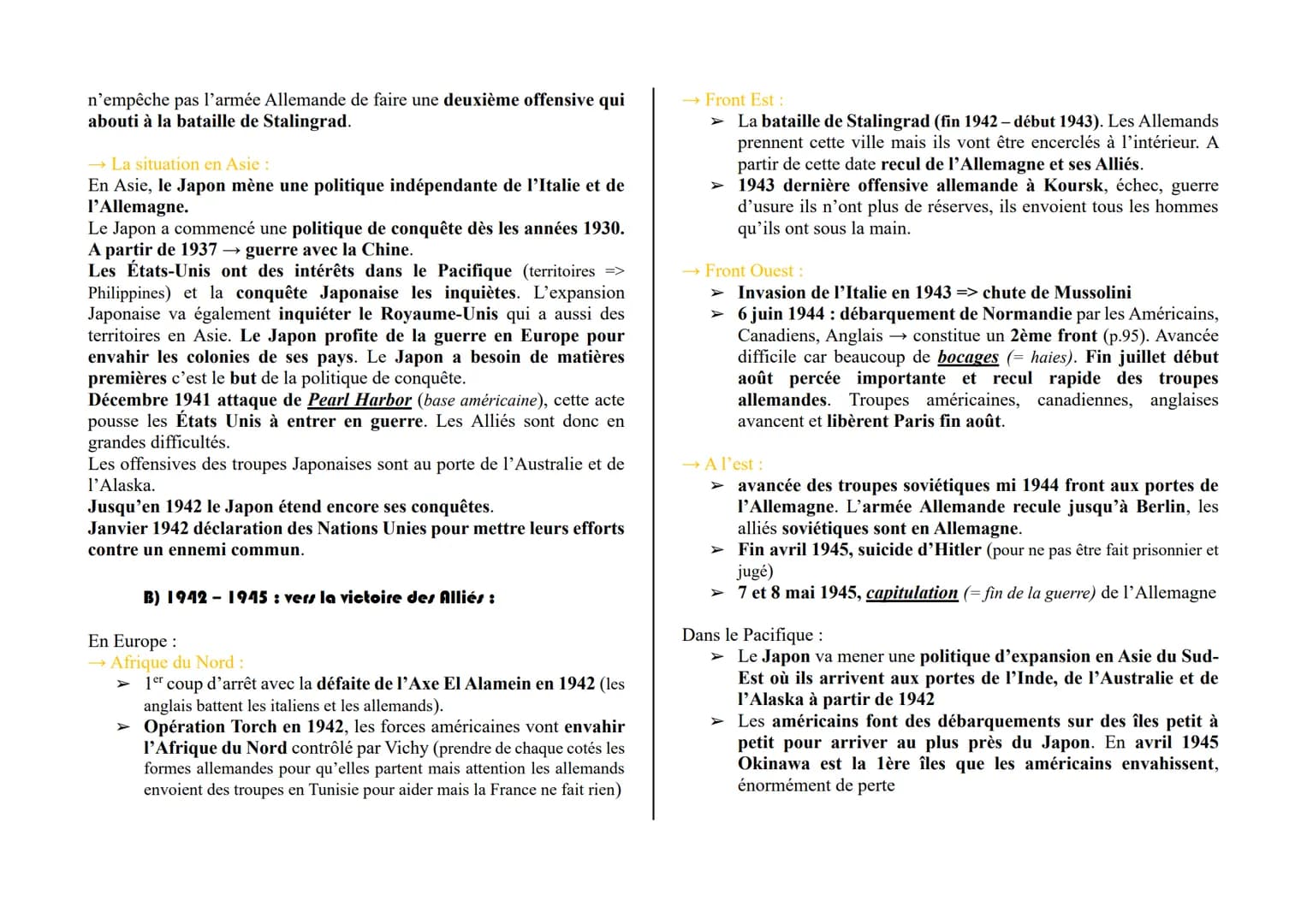 Chapitre 3 : la seconde guerre mondiale (1939-1945)
La marche à la Guerre :
Avec l'arrivée d'Hitler → réarmement de l'Allemagne
1938:
>
➤ An