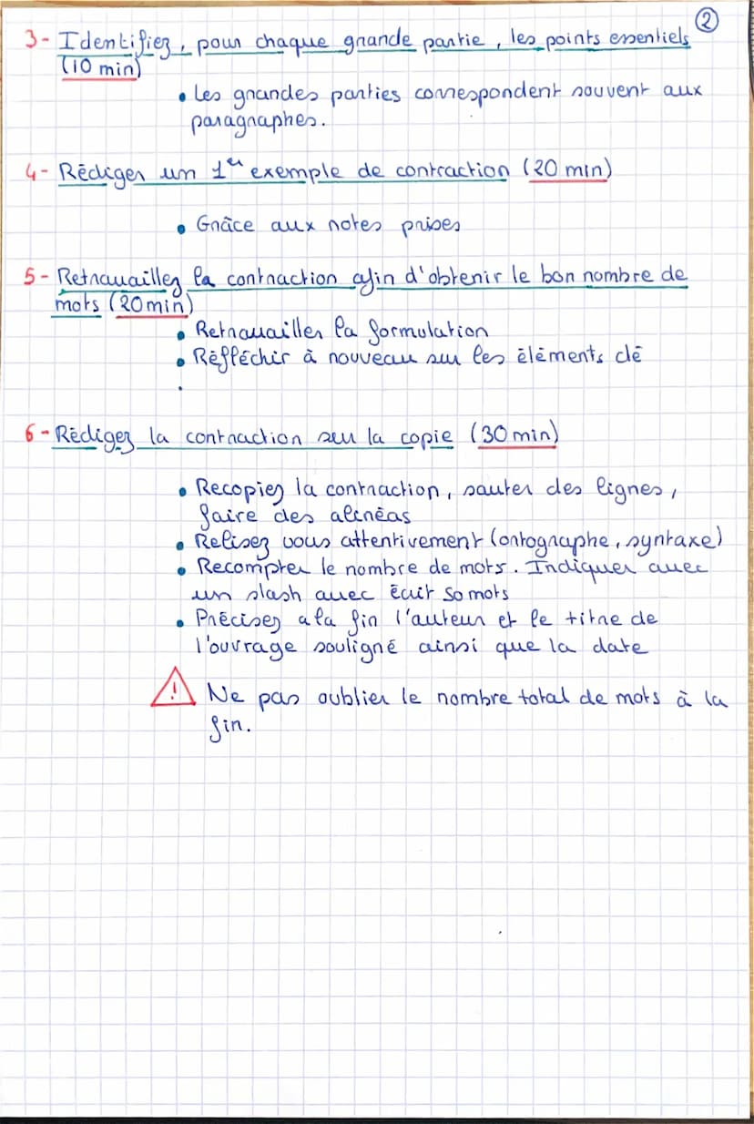 ●
0
xxxxxx Les negles ******
• Conserves I'ondre du texte d'origine (Suivre naisonnement,
Succession des idées.)
•
PRANCAIS
Methodologie Con