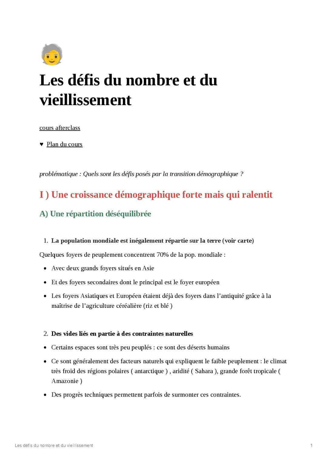 les défis du nombre et du vieillissment 
