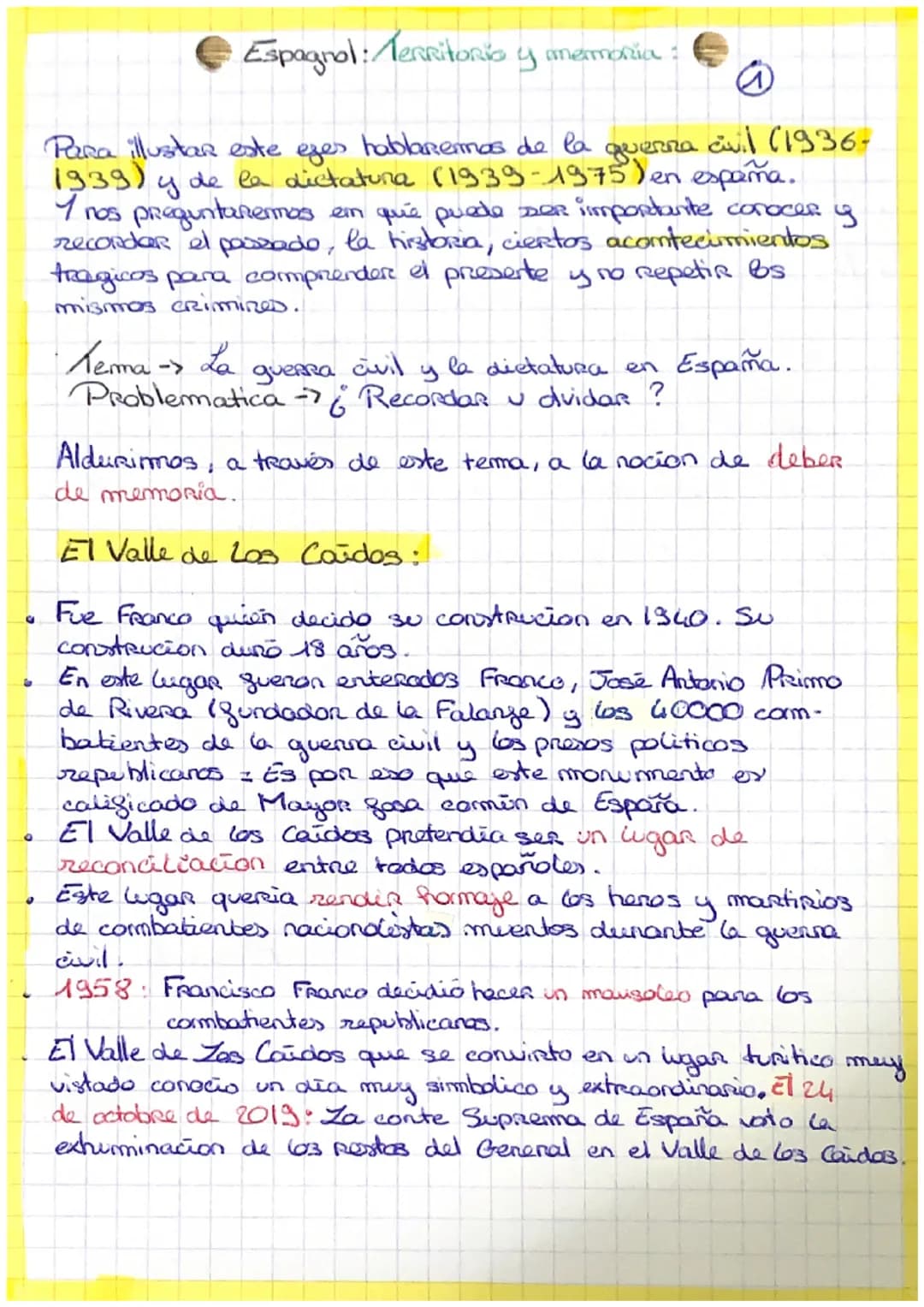 O
0
Espagnol: Territorio y memoria:
Para illustar este ezer hablaremos de la guerra civil (1936-
(338) de la dictatura (1939-1975) en españa
