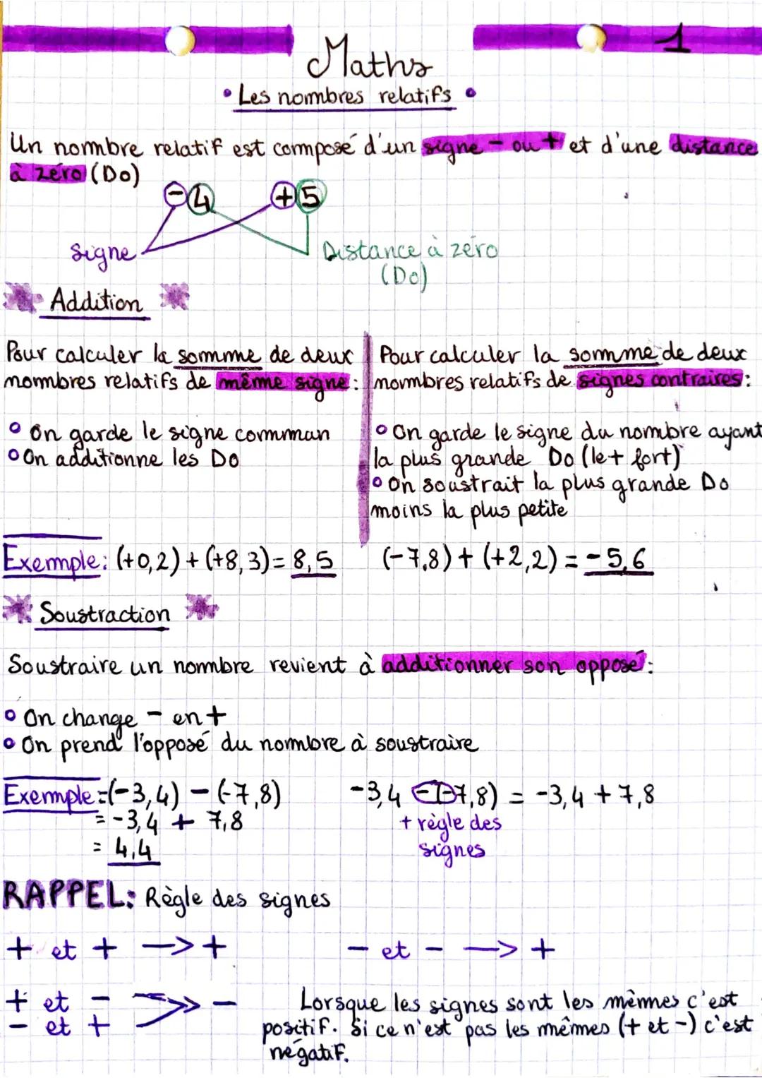 # Maths

• Les nombres relatifs.

Un nombre relatif est composé d'un signe - out' et d'une distance
à zéro (Do)

Signe

4 +5

Distance à zér
